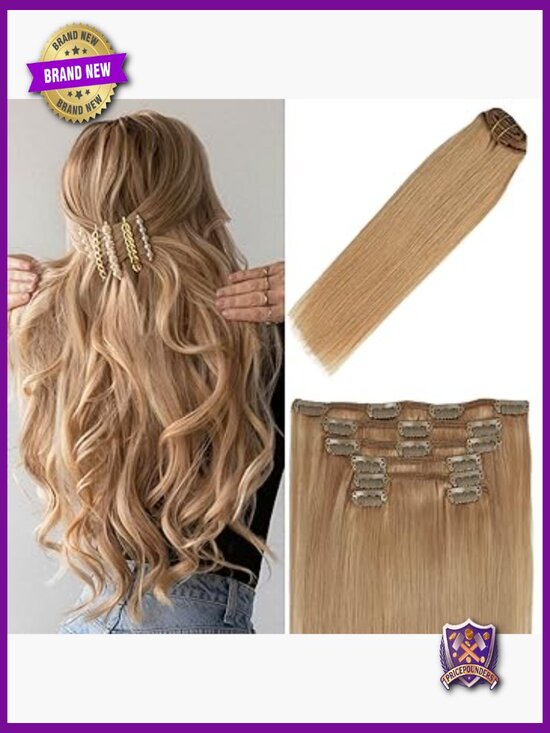 20 Inch Clip In Hair Extensions 100% Human Hair 70g 7 Pieces Straight main image 4